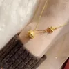 Pendant Necklaces Fine Jewelry Wholesale 18K Gold Slim Chain Link Necklace Fashion Snowflake Bell Woman Girl Birthday Wedding Gift
