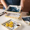 Dinnerware Sets Japanese Creative Ceramic Jiaozi Plate Tableware With Vinegar Integrated Dessert Sushi