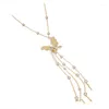 Choker Exknl Bohemian Symulowane Perl Butterfly Naszyjniki dla kobiet Złoty Kolor Kolor Długie wisiorek z frędzlami 2022 Biżuteria