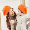 Berets Halloween Christmas Parent-child Pumpkin Knit Beret Cap Autumn Mommy Baby Soft Warm Cute Hat For Winter