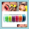 Sombra de ojos Colorf Neon Eyeshadow Powder 6 colores Sombra de ojos Nail Art Matte Glitter Fácil de usar Cosméticos Maquillaje Drop Delivery 2022 Dhhrf