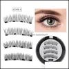 Falska ￶gonfransar Magnetiska ￶gonfransar med 4 magneter 3D False Eyelash Magnet Lashes Applicator Natural Extension Tweezer Curler Drop de Dhkgl