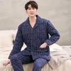 Men's Sleepwear Winter Knit Cotton Pajamas For Men Thick Three-layer Quilted Suit 2 Pcs Pyjama Homme Warm Casual Home Clothing Pijamas