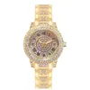 Orologi da polso Fashion TOP Brand Orologi da donna Luxury Hip Hop Acciaio inossidabile Diamond Gypsophila Quarzo digitale romano da donna