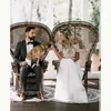 Affascinanti abiti da sposa Boho in due pezzi da sposa top in pizzo maniche corte scollo a barchetta abiti da sposa per la sposa