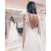 Sexy Spaghetti Wedding Dresses Tulle Skirt Top Satin Vestido De Novia Sleeveless V-neck Boho Backless Bride Dress