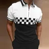 Erkek Polos 2022 Yaz İnce Polo Gömlek Moda Striped Patchwork Kısa Kollu Üstler Erkekler Günlük Dönüş Yatak Zip-up Gömlek