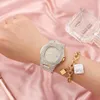 Wristwatches 2Pcs Women's Quartz Watches Diamond Watch Band And Face With Titanium Bracelet Conch Pendant Gift Set