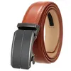 Riemen 3,5 cm breedte heren echte lederen riem hoogwaardige automatische gesposte mode luxe metalen koehide roodbruine G361