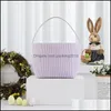 Party Favor Personalized Seersucker Striped Basket Festive Easter Candy Gift Bag Easters Eggs Bucket Outdoor Tote Festival Home Deco Dhx0H