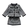 Set di abbigliamento Autunno Ragazze Plaid Set Inverno Moda per bambini Maglione Bambino Due pezzi Bambini Manica lunga Abbigliamento casual Abbigliamento 221028