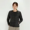 LL Chaqueta de plumón de Pato Corta y Delgada para Mujer, Traje con Cuello Redondo, Abrigo Acolchado de Color sólido, Ropa Deportiva de Invierno, S-4XL, Colores Caramelo Ligeros