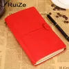 RuiZe Creative Travel Journal Notebook Leather Cover A6 Travelers Diary School Stationery Pocket Note Book Engrave