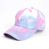 Gorras de béisbol Moda de calle coreana Mujer Ocio Tie Dye Gradient Ramp Baseball Snapback Cap Hole Design Senderismo Sombrero de sarga con estilo