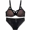 New Sexy Set European and American sexy mesh strap design women's underwear upper thin lower thick gathering suit bra