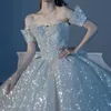 2023 Sweetheart Lace Ball Gown vestidos de novia musulmán largo con lentejuelas de lujo de talla grande vestido de novia fotos reales