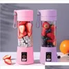 Andra stångprodukter 6 blad Blender USB Portable Electric Fruit Juicer Cup Bottle Mixer Laddningsbar juice Andra barprodukter Drop D DHWXG