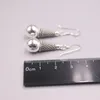 Dangle Ohrringe echte echte 925 Sterling -Silber -Wirbelkegel mit Ball 1,57 Zoll Länge