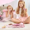 Zagraj w zabawki z jedzeniem dla dzieci Zestaw herbaciany 15pcs Pink Tin impreza popołudniowa