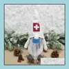 Décorations de Noël Docteur Infirmière Gnome Peluche Ornements Suédois Santa Noël Arbre Décor Vacances Maison Décoration Cadeaux Dhm8E