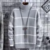 Heren trui trui mannen kleding 2022 winter dikke warme heren plaid mode klassiek coltleneck pullover pull homme homme