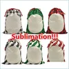 Décorations De Noël Sublimation Sac De Noël Santa Sack Toile Double Face Avec Dstrings Wrap Décorations Candy Drop Delivery 202 Dhbd0