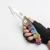 Heeter Knifeworks Folding Knife Man of War Limited Custom Version Strong S35VN Blade Colored Titanium Handle Heavy Outdoor Equipment Tactical Tools Pocket EDC