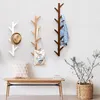 Hooks Modern Wall Mount Hanger Rack 6 Clothes Entryway Coat Shelf Hat Living Room Decorative Bamboo Furniture