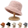 Laine d'agneau unisexe seau chapeaux pour femmes hommes hiver extérieur pare-soleil Panama pêcheur casquette lettre brodé gros Chapeau