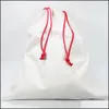 Décorations de Noël Sublimation Grand sac de Père Noël en toile avec sac Dstring pour le stockage de colis de Noël Décorations de Noël Drop Deliv Dhdv5