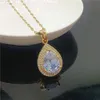 Pendant Chain Double Wall Inlaid with Asian and European Fashionable Water Drop Luxury Dinner Accessories 18k Gold Filled Classic Lady Jewelry Gift