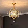 Lampes suspendues cuivre salle à manger lustre cristal salon lampe maison Simple américain créatif El invité suspendu