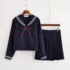 Kläder sätter flickor japanska skoluniform Japan Navy Sailor Graduation Shirt kjol Studenter