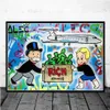 Alec Graffiti Monopoly Millionaire Money Street Art Canvas Drukuje malowanie zdjęć ściennych Zdjęcia do salonu Dekoracja domu cuadr207f340h