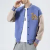 Men's Jackets Harajuku Baseball For Men Flocked Letter Embroidery Top Coat College Style Coats Streetwear Retro Lounge Wear