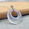 Pendentif Colliers Naturel Agate Boucle de sécurité Bijoux Fine Calcédoine Blanche Collier S925 Chaîne de clavicule en argent