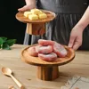 Outils de cuisson plateau à gâteaux en bois massif rétro grand créatif moderne style japonais assiette thé de l'après-midi personnalité Table à desserts aux fruits