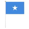 Drapeau de poche somalie 14x21 cm Polyester Mini somalie drapeaux ondulant à la main avec des mâts en plastique pour les défilés événements sportifs