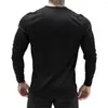 Męskie koszulki T-SHIRT T-shirt Fitness T-shirt Slimbuilding Slim Fit Shirt Button Bawełna