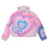 Down Coat Jackets Men WOmen Heart Embroidery Winter coats Men's Fashion Coat Casual Outwear Tops Pink