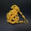 Łańcuch pustego naszyjnika na żółte złoto męskie męskie koraliki transferowe łańcuch