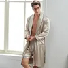 Men's Sleepwear Luxury Soft And Smooth Long-sleeved Shorts Silk Bathrobe Set For Men Spring Autumn Loose Casual Home Male Robe