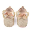 Eerste wandelaars geboren babymeisje prinses bowknot schoenen bling katoen zachte zool crib prewalker