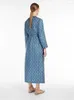 Casual Dresses Silk 2022 Spring Twill Lace Print Women Maxi Dress