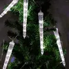 Guirlandes lumineuses imperméables avec pluie de météores, 8 glaçons suspendus, LED de noël, chute de glace en cristal, connectable, goutte de pluie ue