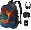 Backpack Phoenix Business Laptop School Bookbag Travel With USB Charging Port & Headphone Fit 17 In