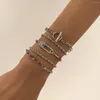 Charm Bracelets Gold Silver Punk Snake Chain Bracelet For Women Girls Fashion Link Crystals Hip Hop Trendy Jewelry