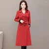 Women's Trench Coats Women's Windbreaker Long Ladies High-End All-Match Autumn Clothes Style Lacing Outwear Female Over The Knee Coat