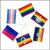 Bandeiras bandeiras 2022 suprimentos de fã bandeira bandeira sinalizadores imprimidos mini arco -íris bandeira de mão lgbt parto de paz drop entrega home jardim home fes dhjha