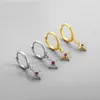 Hoop Earrings Fashion Star Cross Red Zircon Stone Tiny Huggies Simple Earring Piercing Female Ear Hoops Accessories Jewelry